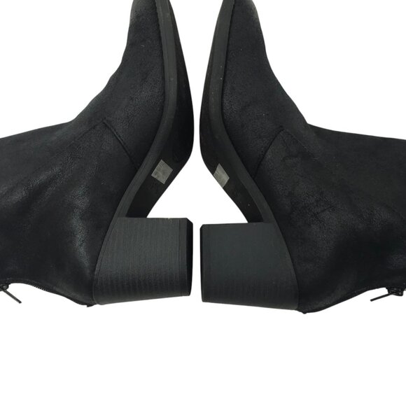 Qupid Ankle Boot Women Size 9 Chunky Block Heel Faux Suede Back Zip Bootie Black - Picture 16 of 16